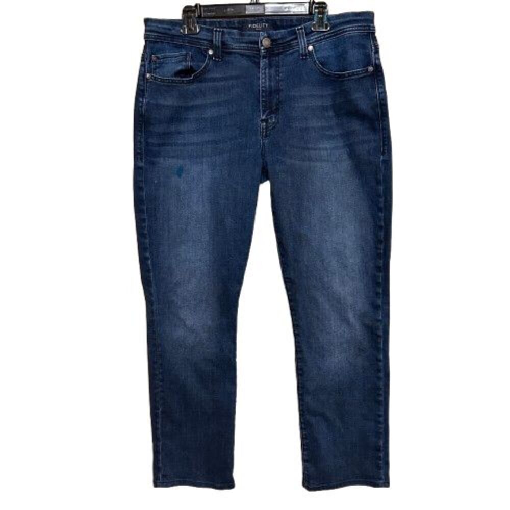 Fidelity Jimmy Jeans Mens 36x30 Dark Wash Blue Denim Stretch Jeans Straight Leg